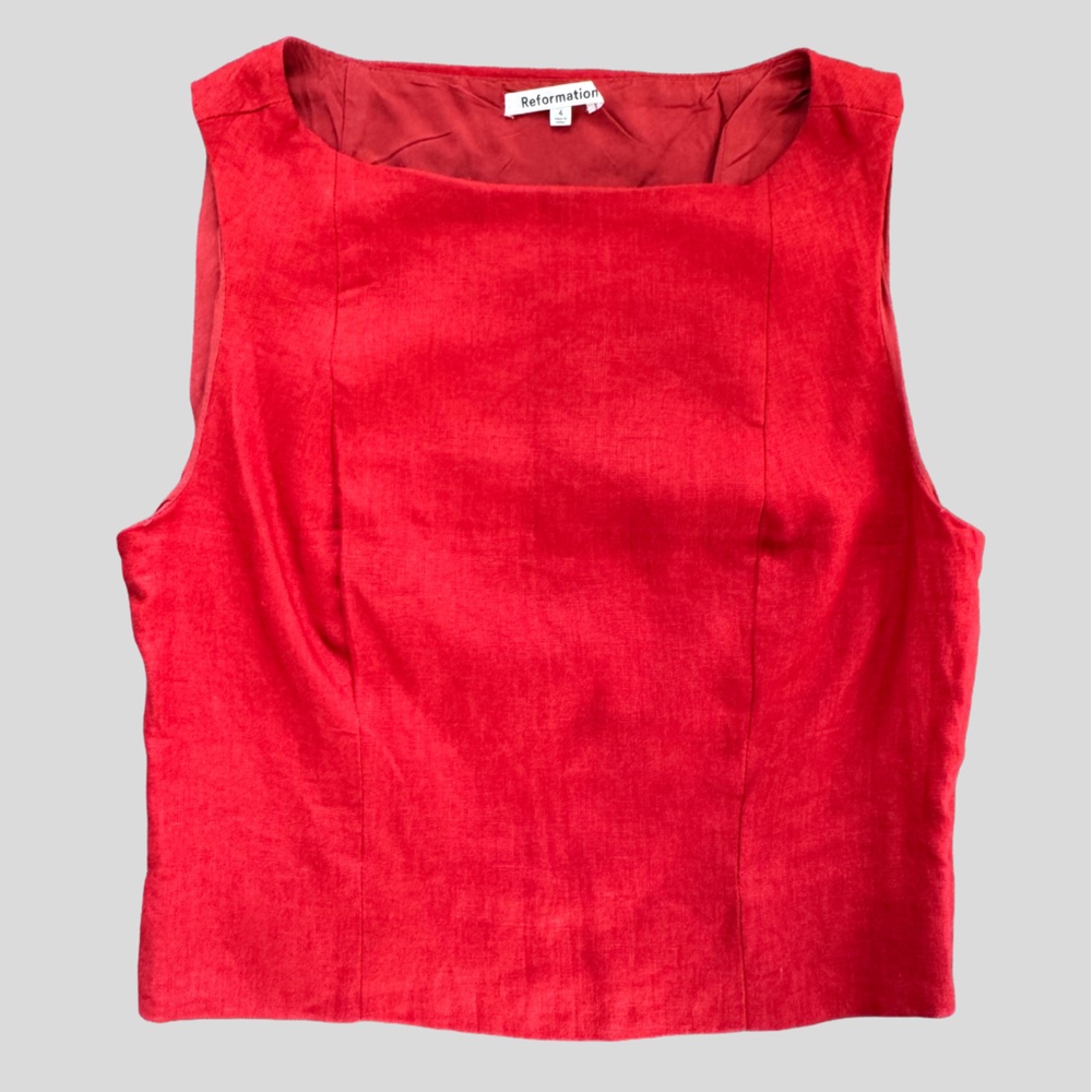 Reformation Grace Linen Top Shell Tank Sleeveless - Picture 2 of 6